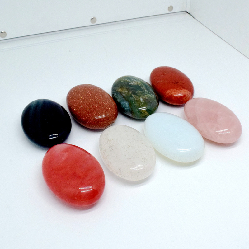 天然石spa能量热石按摩推拿刮痧精油石扁平椭圆形40*60*21mm