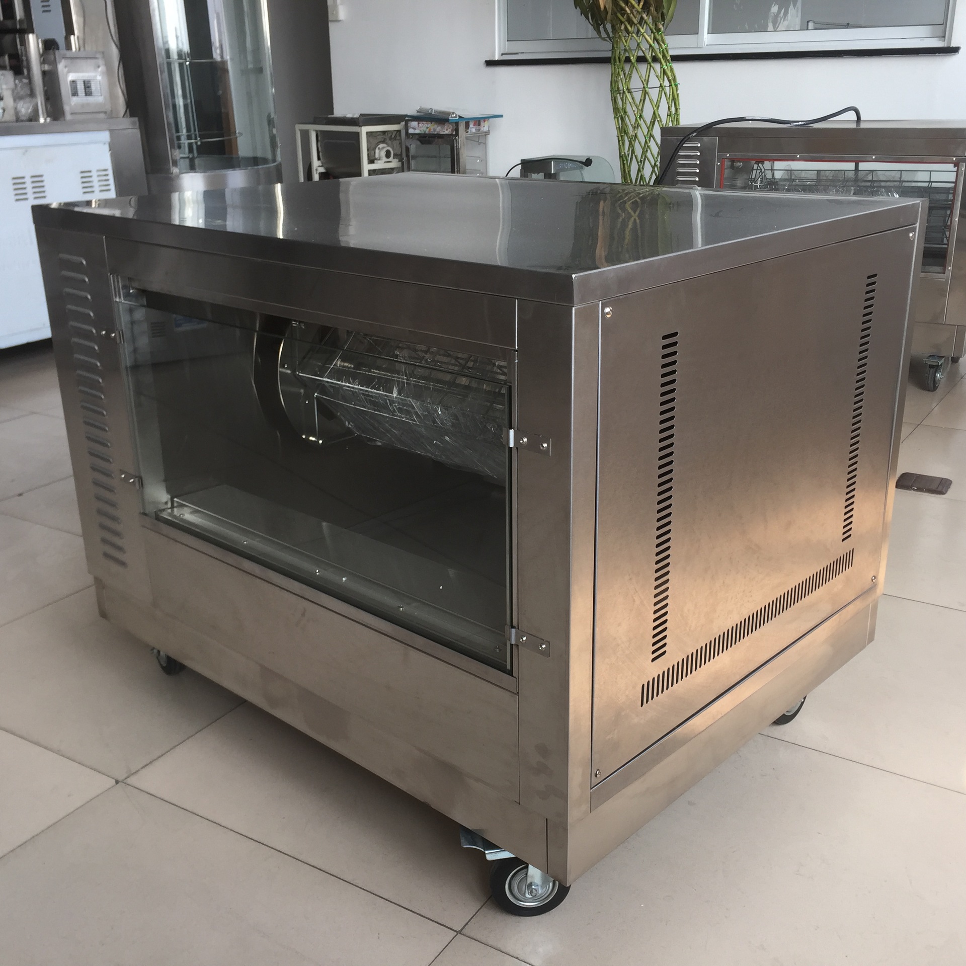 燃气旋转烤鸡炉268烧烤机大烤箱 烤鸭炉卧式烤炉 焗炉 烧鸡炉现货