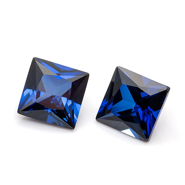 厂家直销人造蓝宝石公主方34#蓝刚玉裸石