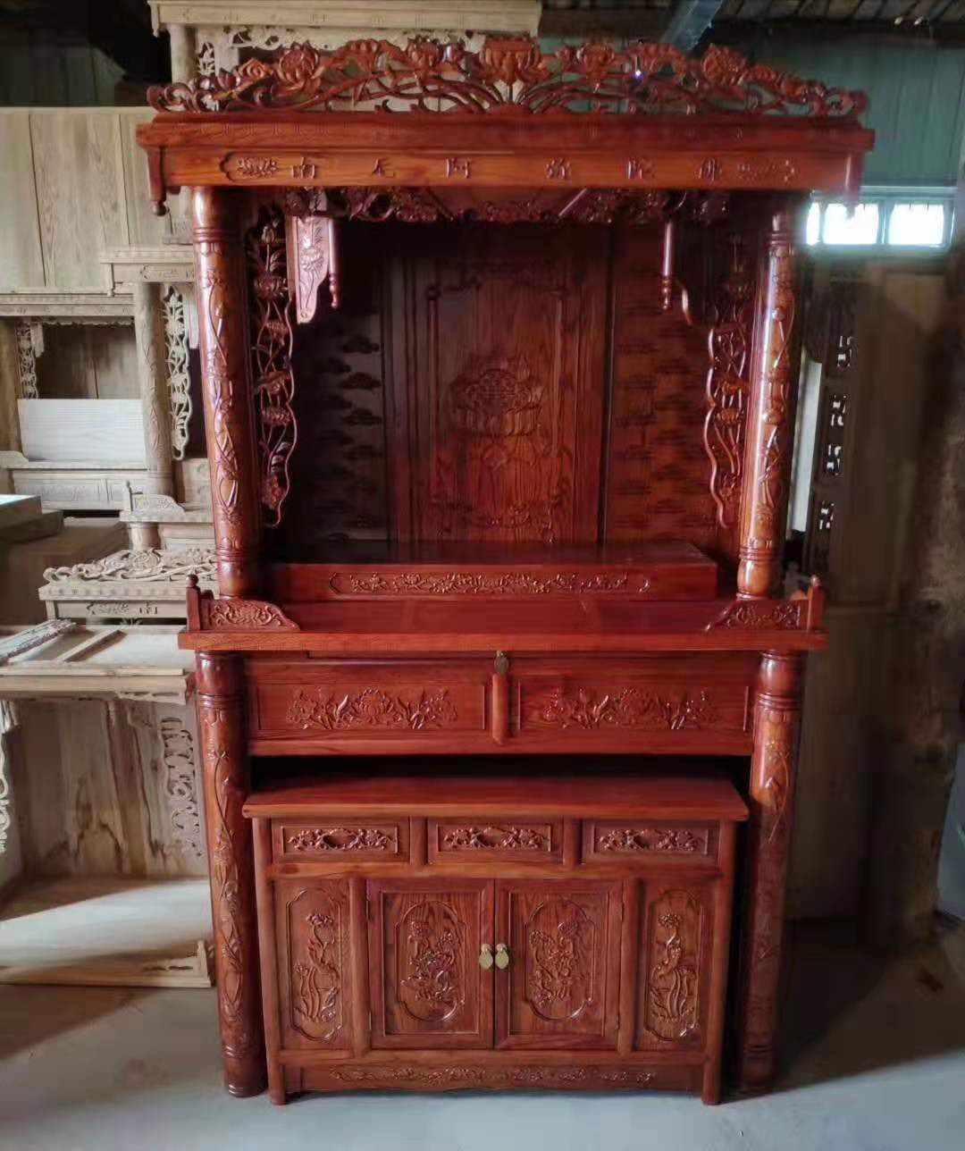 实木佛龛供桌佛台家用中式立柜神台柜 老榆木家具批发