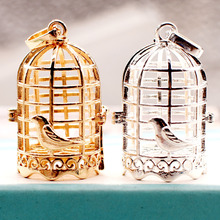 精美纯铜镂空立体可以打开鸟笼欧美热销宝盒香囊盒项链吊坠挂件