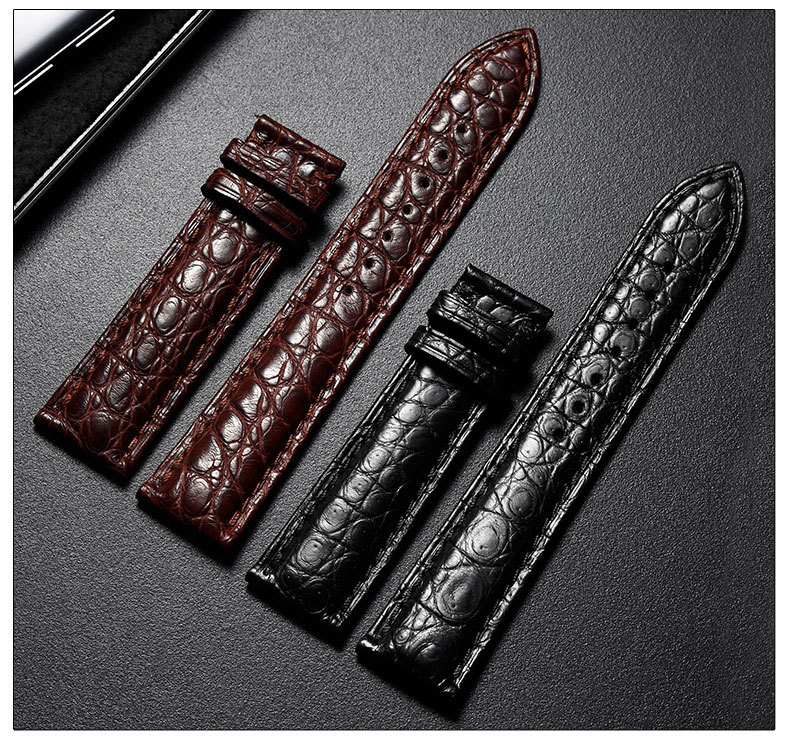 鳄鱼皮表带竹节纹圆纹手表带鳄尼罗鳄蝴蝶扣手表带配件可定制