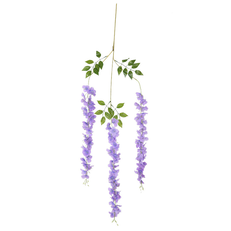 Wholesale Wedding Celebration Decoration Wisteria Flower Artificial Living Room Garden Decoration Douban Flower Plastic Rattan Green Leaf Rattan Wisteria Flower