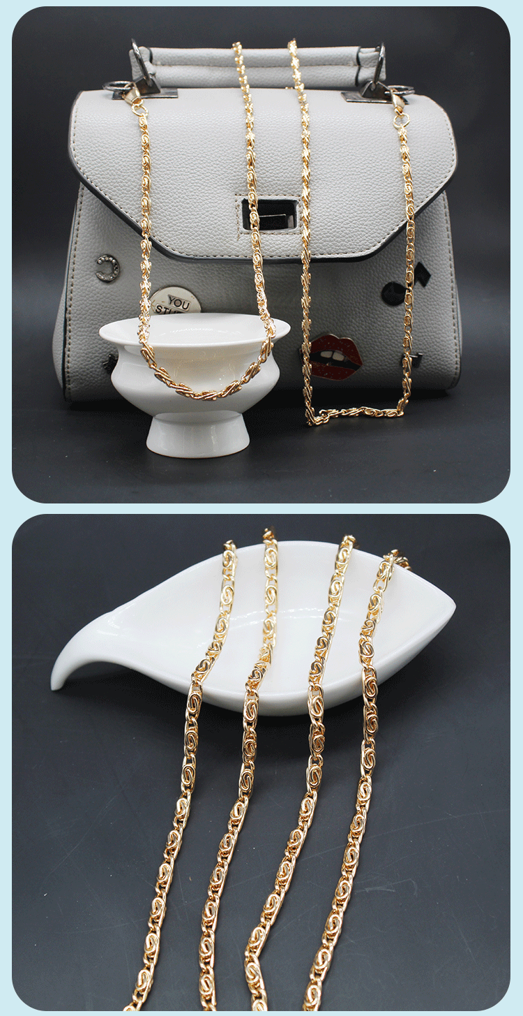 供应扁万字链 金色圆万字链 箱包背链 斜挎肩女士包包链 金属挂链