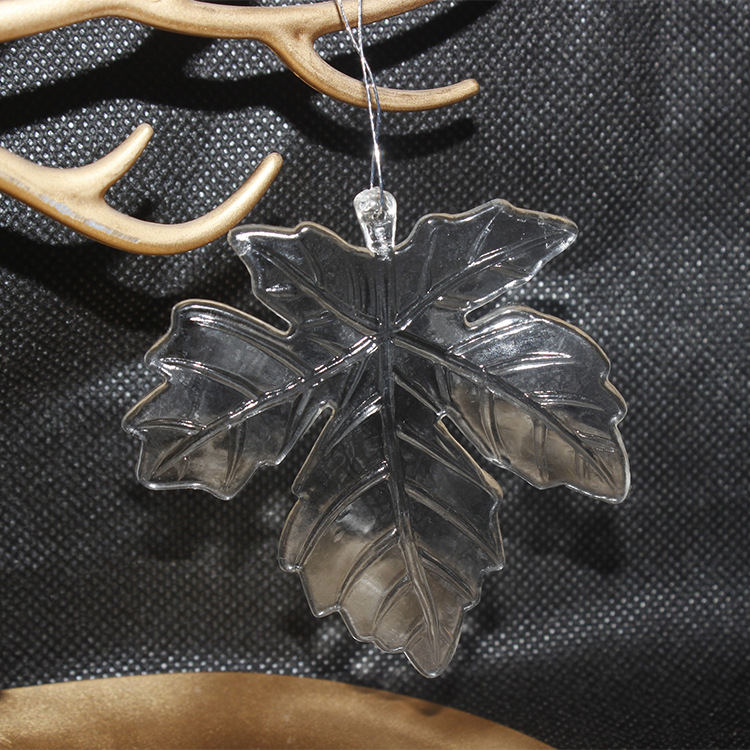 7厘米压克力透明枫叶水晶叶子灯饰叶子吊坠 婚礼场景装饰枫叶树叶
