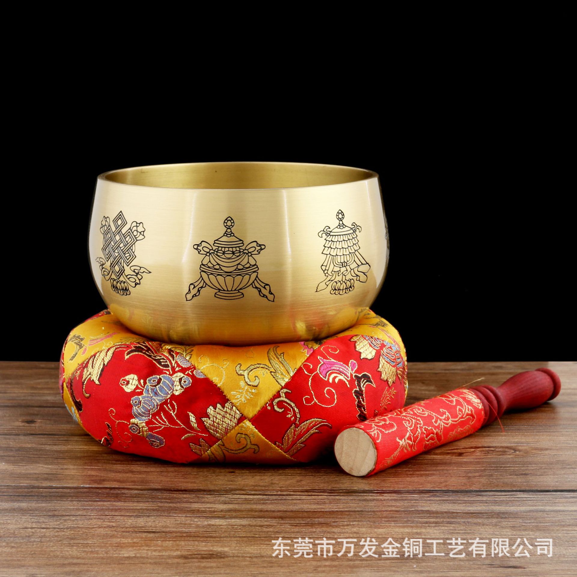 佛音碗黄铜日式八吉祥铜磬道家法器佛教寺庙铜钵罄铜庆手敲击钵盂