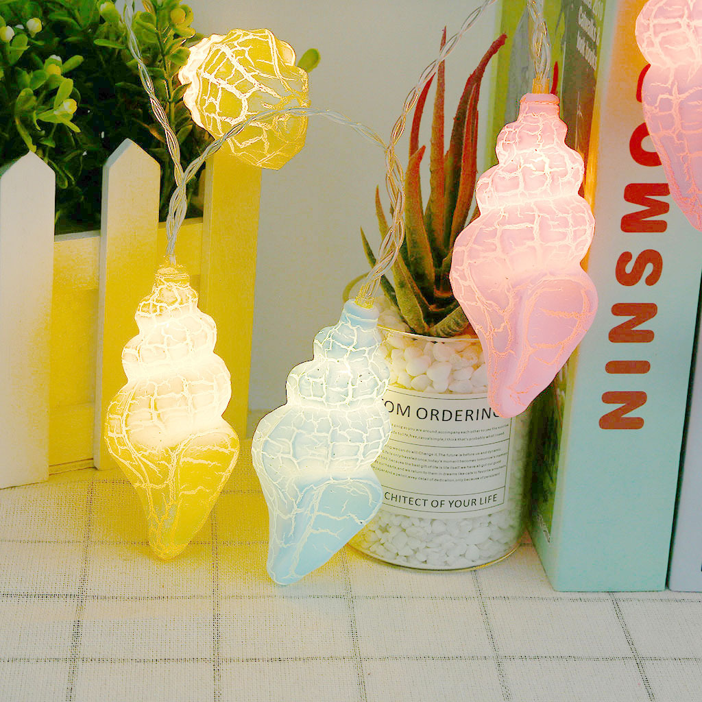 bz1289 跨境热销 10led裂纹海螺造型灯串 浪漫房间婚庆装饰夜灯