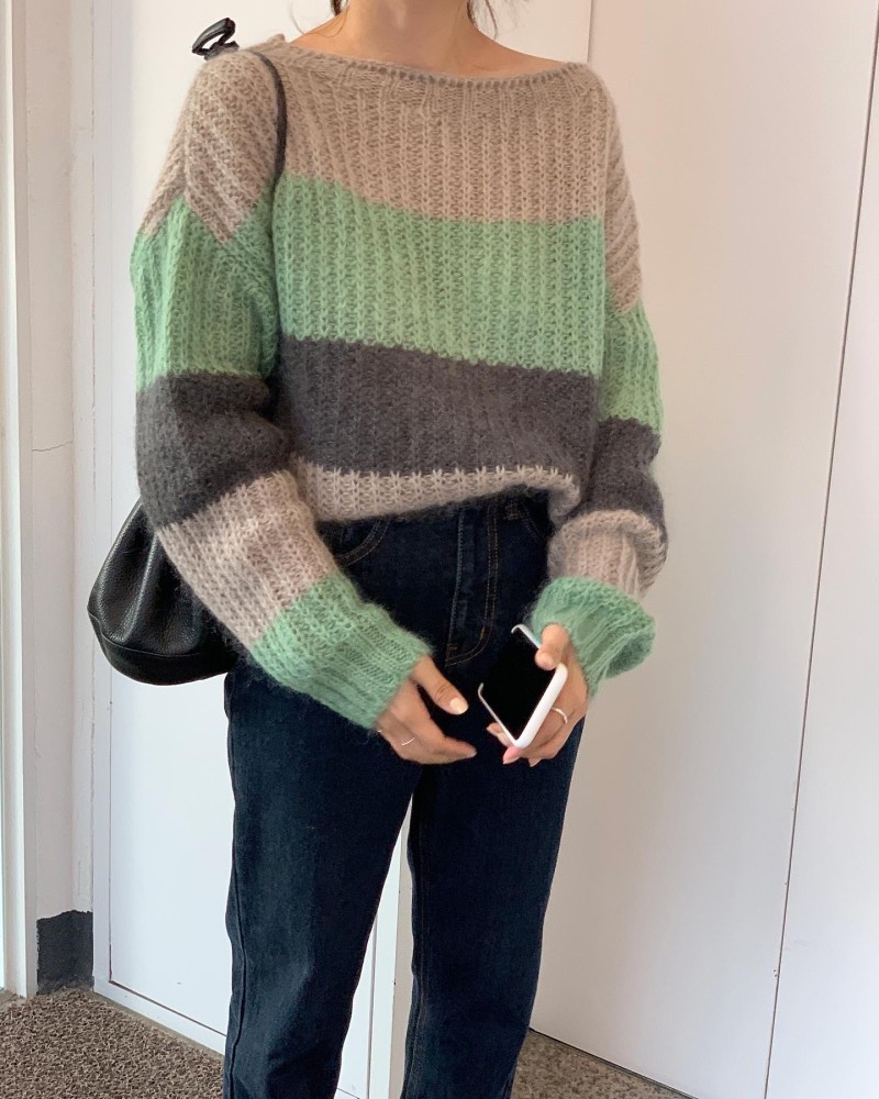 chic极简主义百搭配色条纹保暖毛衣-20xx asia集团|mr艺术品收藏画廊