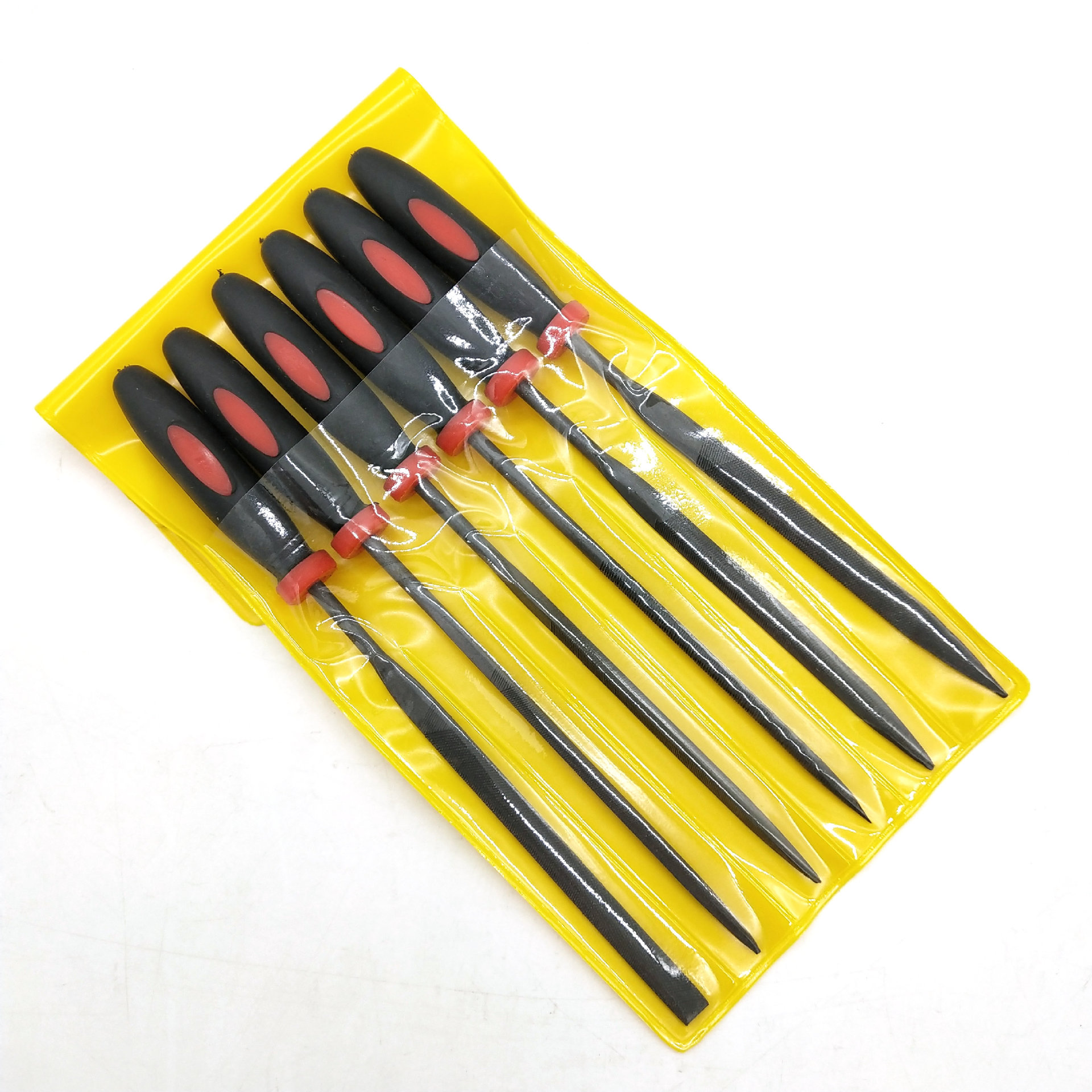 跨境货源小锉刀 什锦钢锉刀 双色柄修整锉 6件套挂袋套装锉刀