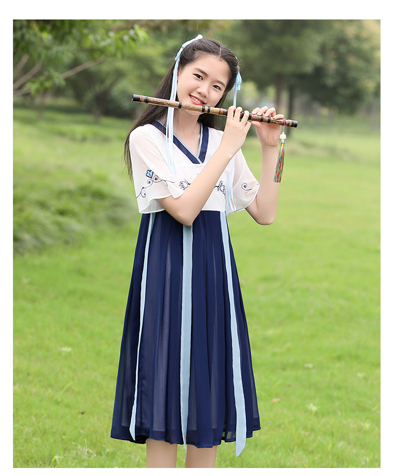 中国风少女改良汉服女童12-15岁初中学生连衣裙夏季仙女超仙古装