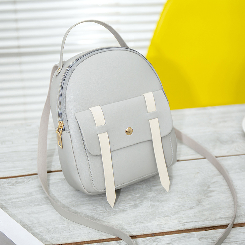 Preppy Style Backpack Women's Bag 2022 Fashion Mini Backpack Contrast Color Pure Color All-Matching Portable Messenger Bag