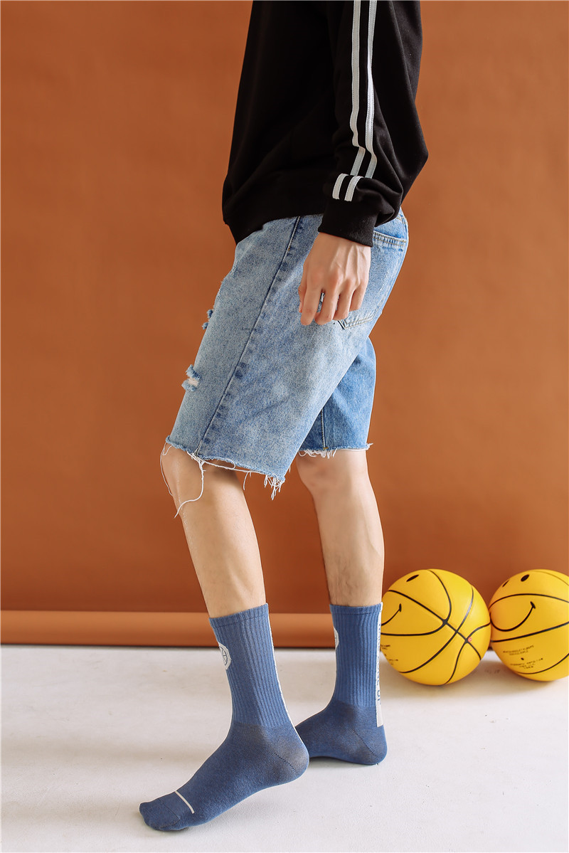 春夏男士篮球袜 纯棉中筒运动袜 高筒休闲堆堆袜男袜