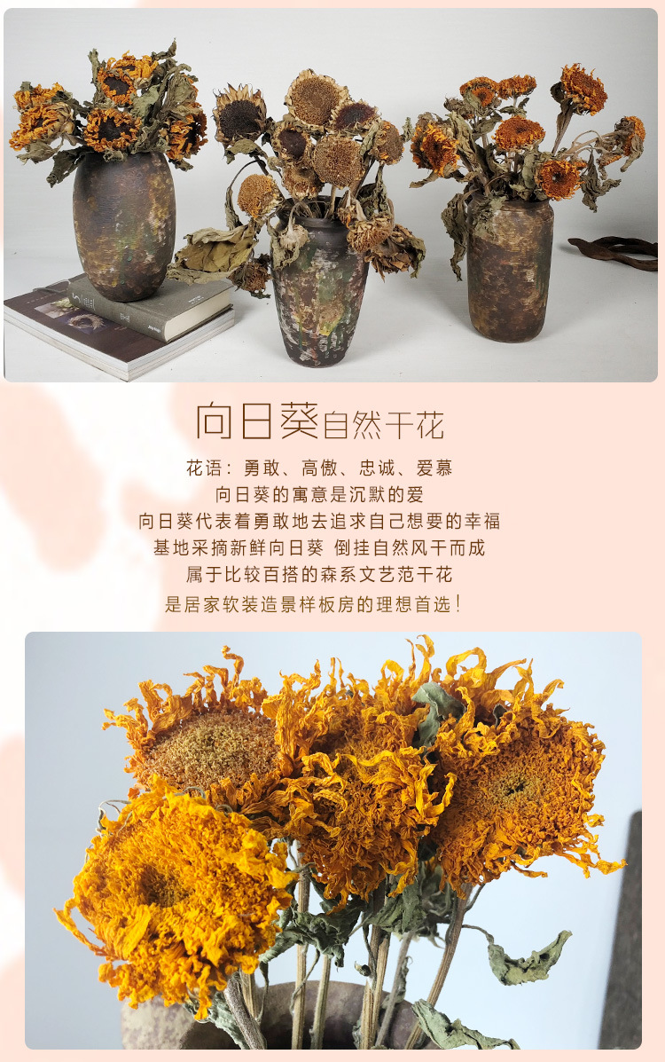 厂家批发向日葵干花花束真花 泰迪天然风干太阳花家居装饰摆件