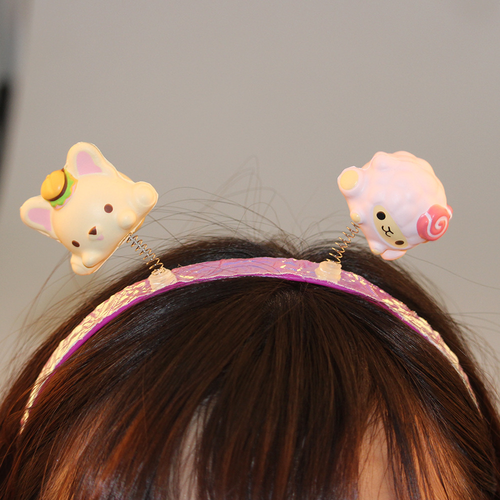 创意新款squishy女式塑料香味弹簧发箍 diy发箍压发头饰镭射发箍