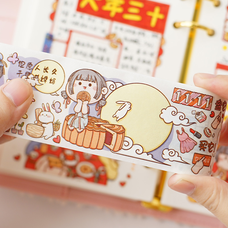 Add Extra Special Oil and Paper Adhesive Tape Small Fried Glutinous Rice Cake Stuffed with Bean Paste Series Fresh and Cute Character Notebook DIY Material Release Stickers