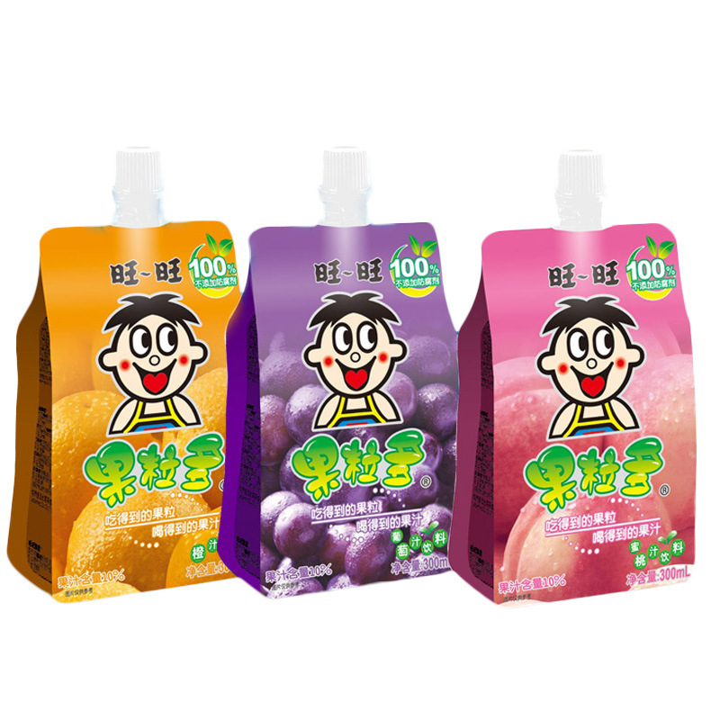 旺旺果粒多葡萄味饮品蜜桃/香橙果汁果冻300ml果味型可吸果冻饮料