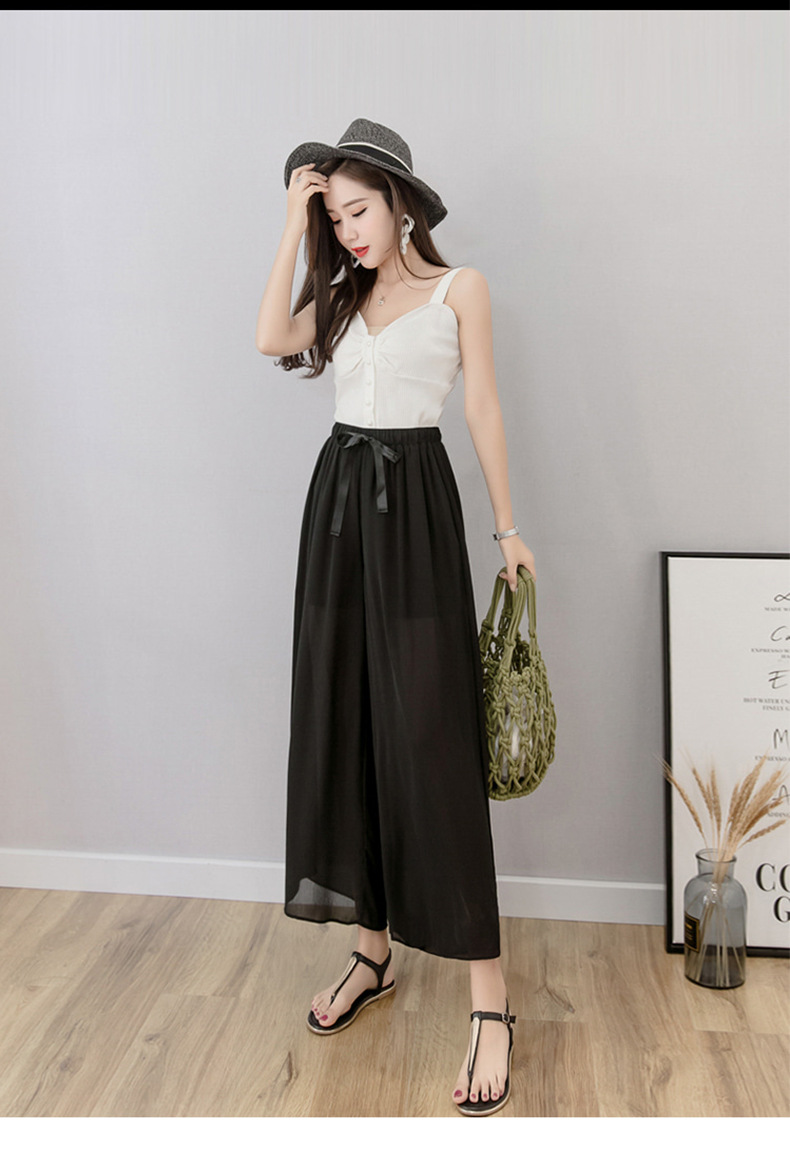 阔腿裤女夏薄款雪纺九分大码高腰宽松女裤200斤胖mm垂感直筒裤子