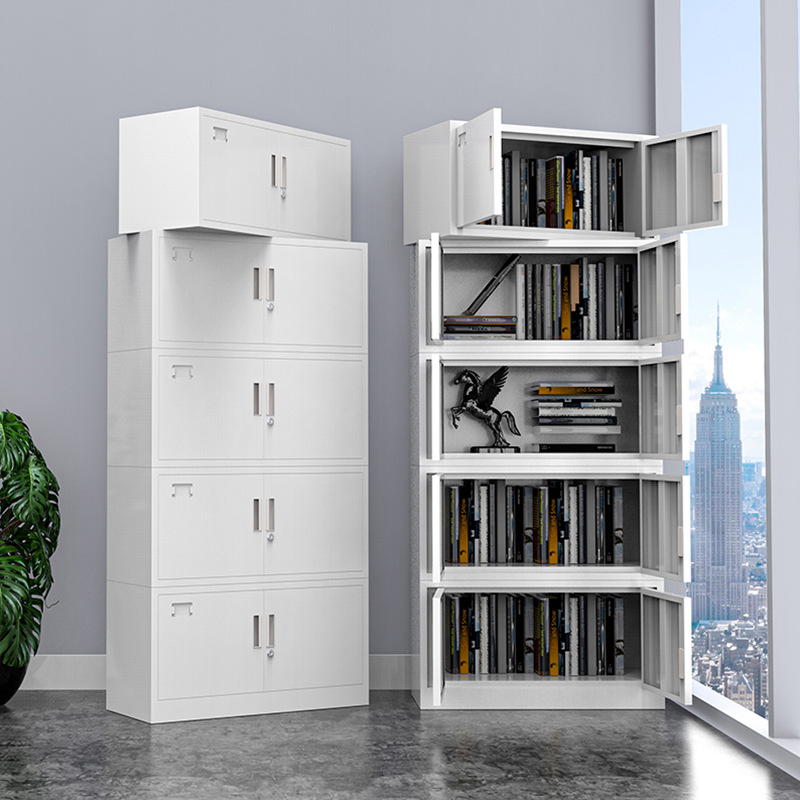 定制钢制分体文件柜财务档案凭证柜五节办公柜带锁铁皮储物柜矮柜