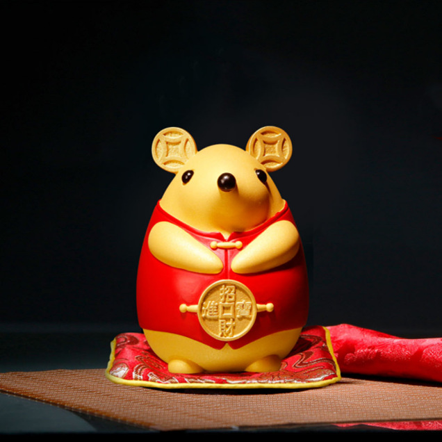金鼠迎春2020年会礼品鼠十二生肖鼠摆件创意商务公司保险礼品