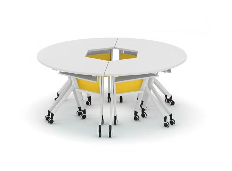 厂家生产批发扇形圆形移动自由组合折叠办公培训会议桌侧折创客桌