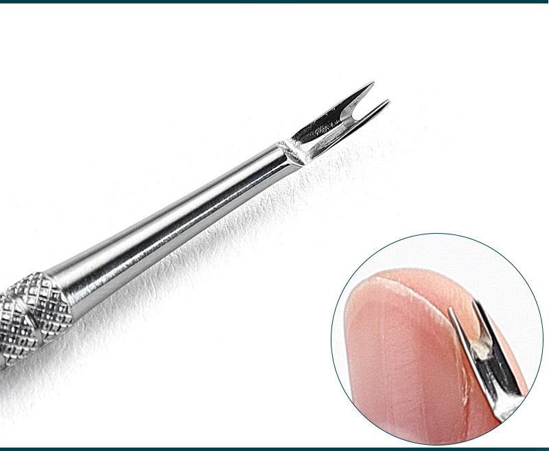 珀司不锈钢死皮叉双头死皮推两用剔甲器钢推清理甲沟污垢工具批发