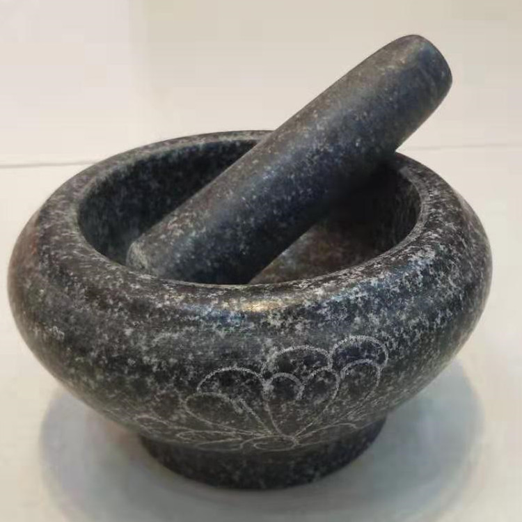 天然青石石臼捣蒜捣药厨房用具石舂家用手工雕刻研磨器调料捣碎臼