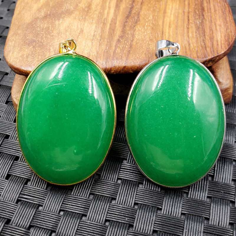玉石台湾碧玉蛋面挂件绿色石英岩玉吊坠项链坠玉坠