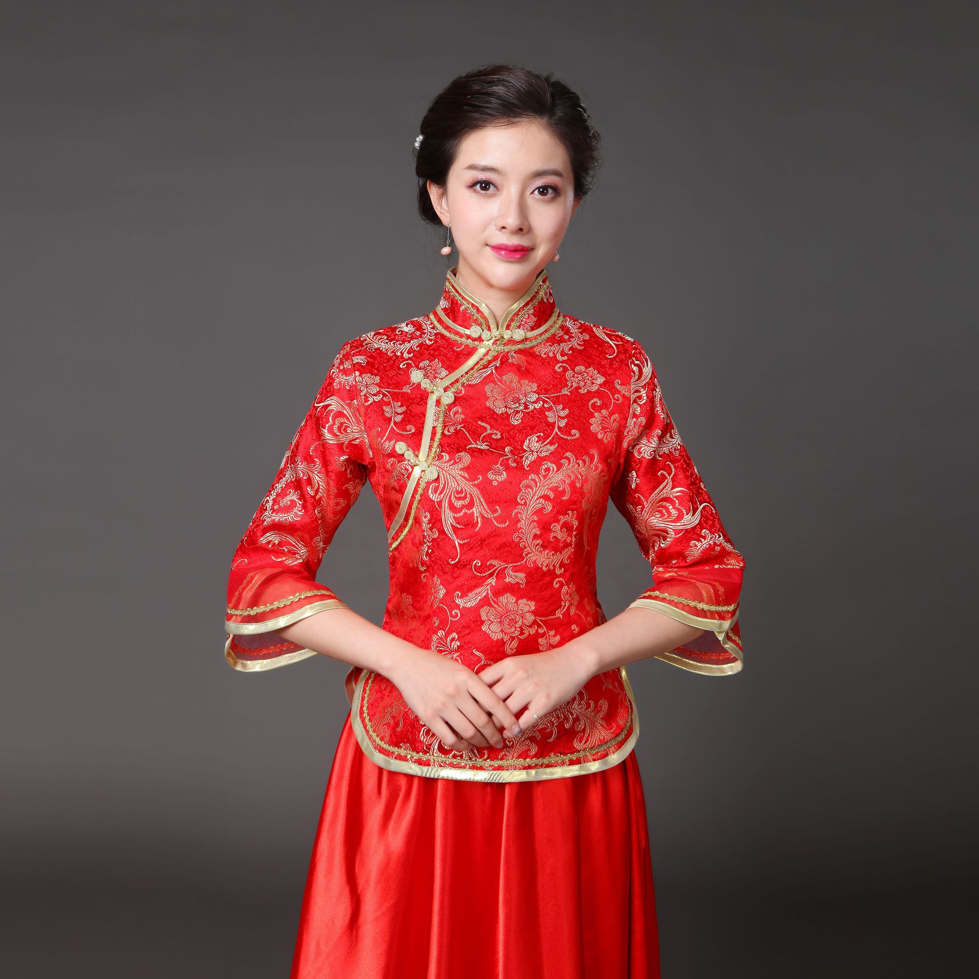 民国风大合唱团演出服装伴娘服装成人中老年古筝表演礼服高中学生