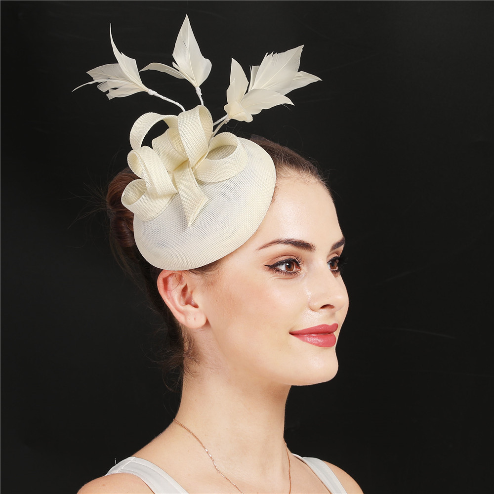 新款麻纱礼帽名媛贵族晚宴礼服头饰配件个人写真羽毛发饰一手货源