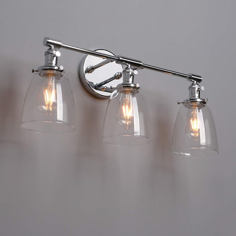 北欧复古仿古欧式三头壁灯镜前灯个性创意透明玻璃工业风壁灯