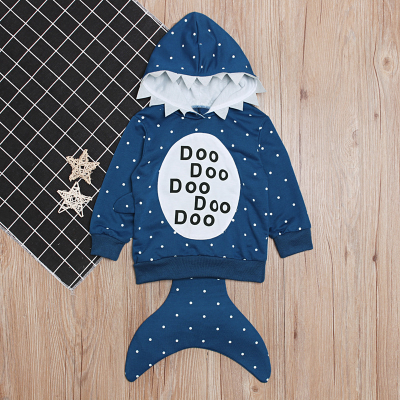 儿童欧美春秋季款男童动物长袖鲨鱼连帽可爱小尾巴外套童装 ins