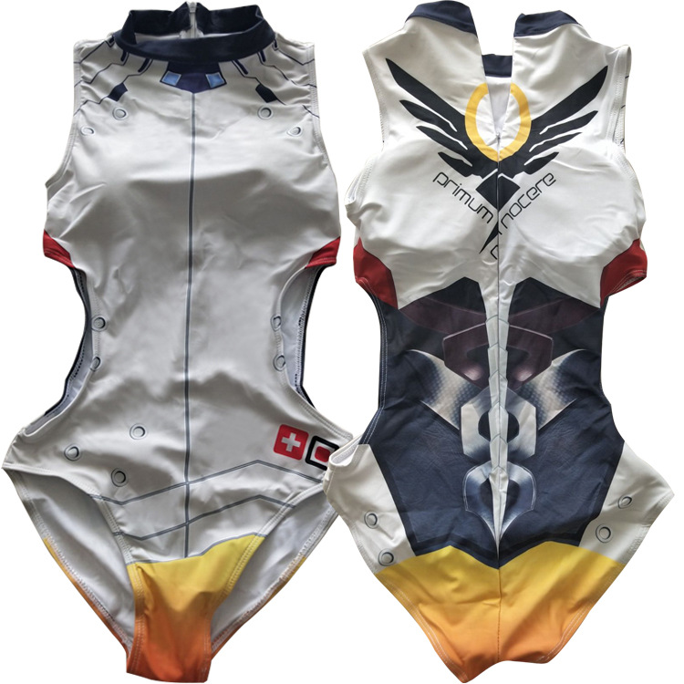 守望先锋dva天使cosply连体少女防嗮小码漏背显瘦性感死库水泳衣