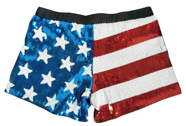 欧美新款dj演出服领舞服米国国旗表演服修身打底裤亮片短裤