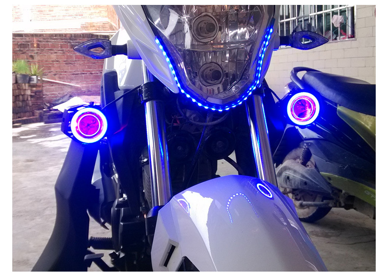 摩托车改装前大灯电瓶电动车灯恶魔天使眼led超亮爆闪强光射灯泡