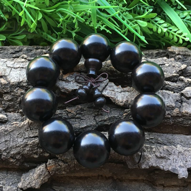 黑檀木佛珠手串非洲紫光檀木手链乌木紫檀木108颗念珠文玩佛