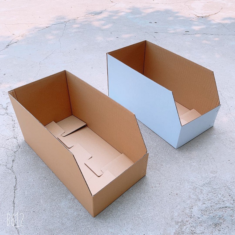 全国货架纸箱工厂现货仓库零件分类t型斜口加硬电商库位盒定做