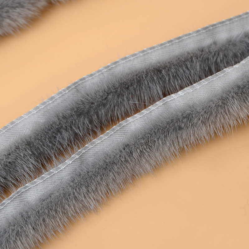 厂家直销咖啡色水貂毛条皮服装辅料配饰皮草貂毛条子帽条毛边定制