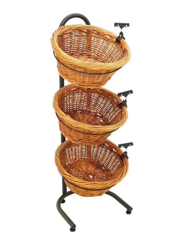 Supermarket Display Shelf Basket Shandong Factory Direct Sales Trapezoidal round Wicker Fruit Snack Storage Basket