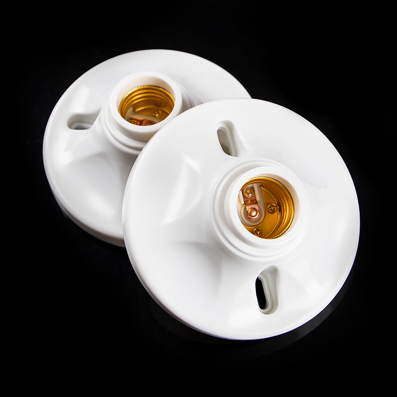 宝航厂家e27螺口平灯座直径120mm胶木灯座阻燃加厚e27灯座