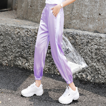 显瘦百搭运动德芙裤女夏休闲宽松高腰2019新款九分束脚大码哈伦裤