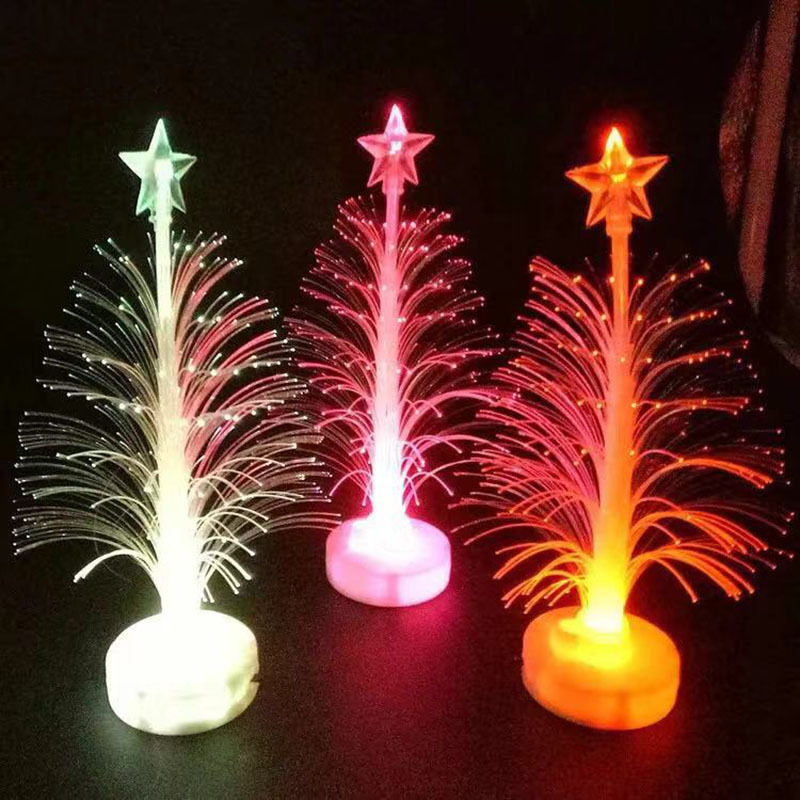 Holiday New Product Seven-Color Night Light Optical Fiber Christmas Tree Creative Children's Luminous Toys Stall Square Supply Wholesale