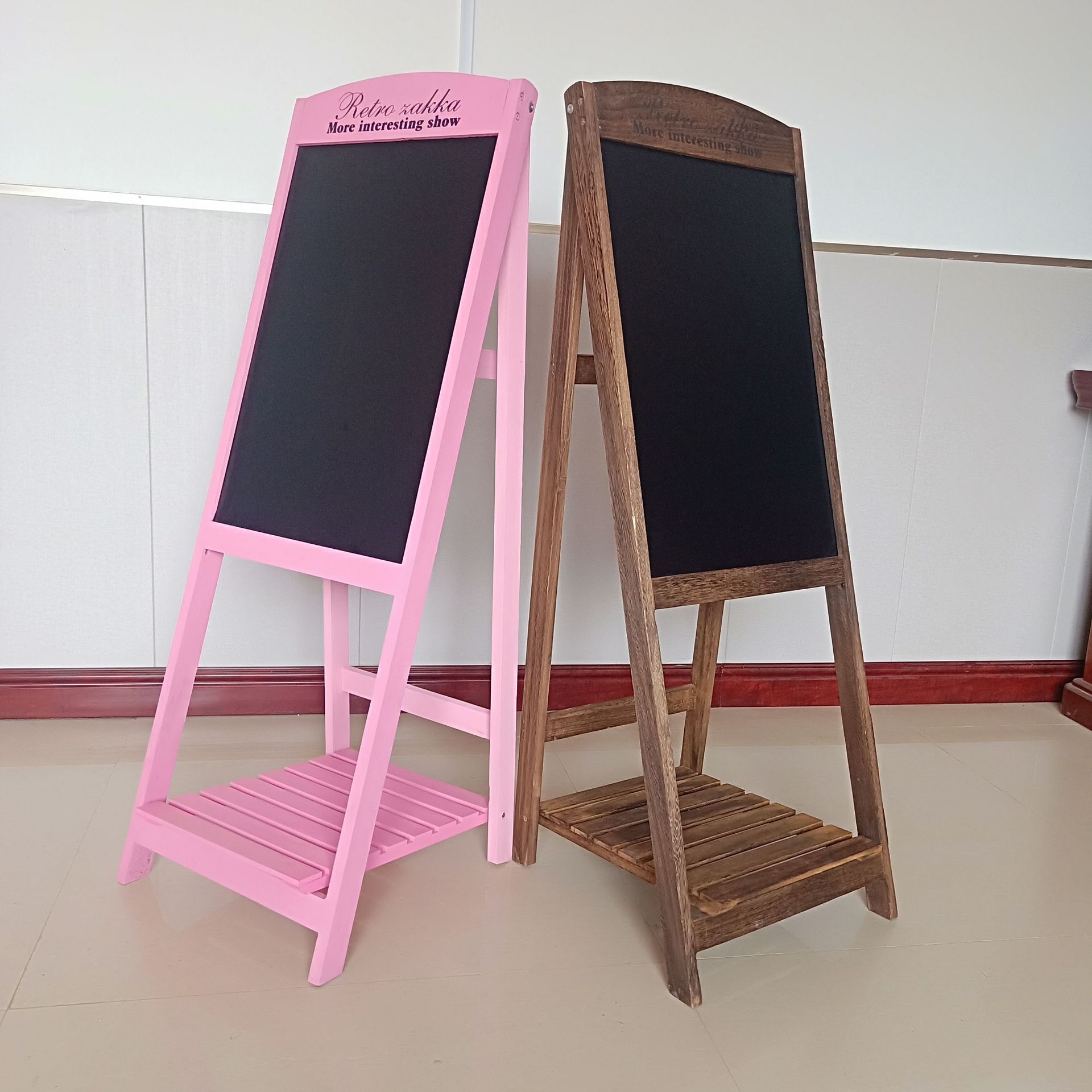 商用复古黑板支架式店铺家用创意小黑板花架做旧立式广告板咖啡厅