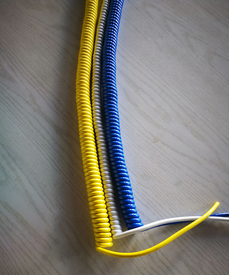 螺旋电缆弹簧线电线弹簧 2芯tpu橙色弹簧线机电设备用螺旋电缆线
