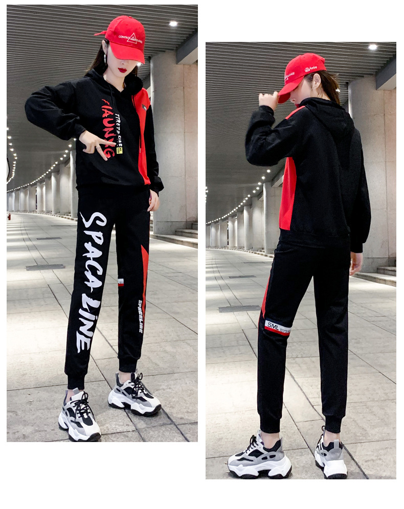 新款套装女春秋时尚鬼步舞衣服宽松曳步舞服装嘻哈广场舞运动服装