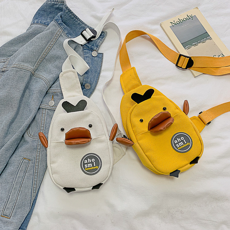 韩版休闲百搭帆布包 卡通可爱斜挎包 单肩包 小鸭包 b4502