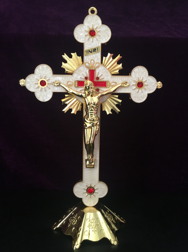 30厘米欧式精品亮金色镶钻耶稣十字架圣苦像挂件摆件天主教基督教