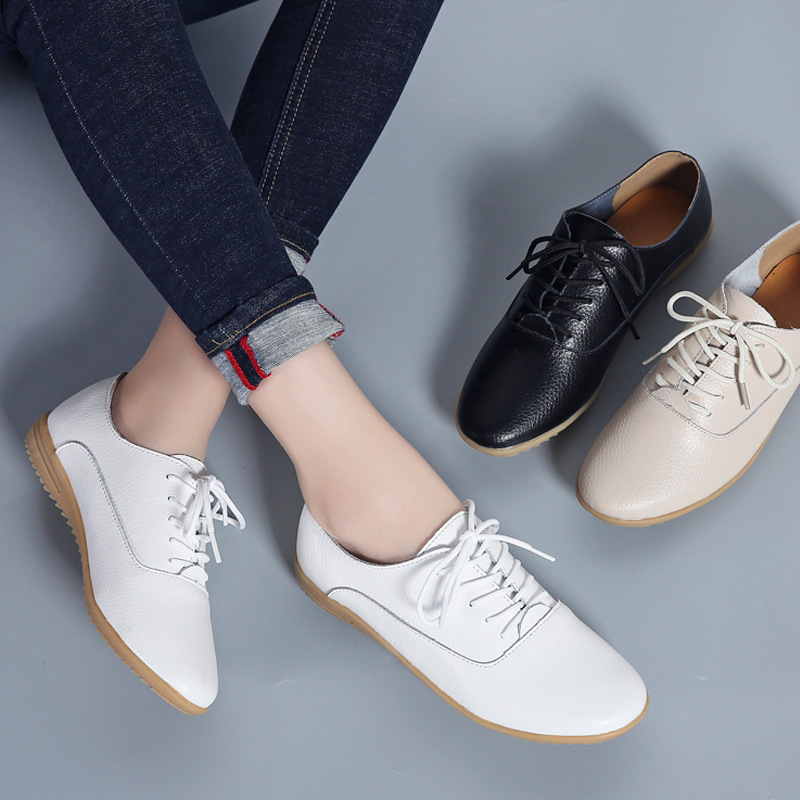 女款小白鞋真皮夏季时尚韩版女士休闲单鞋护士平底软皮鞋子女百搭
