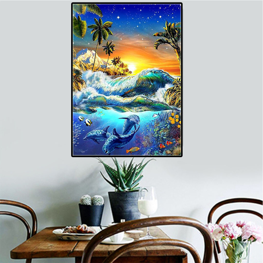 新款5d钻石画批发海洋系列贴钻十字绣装饰画满钻厂跨境爆款家直销