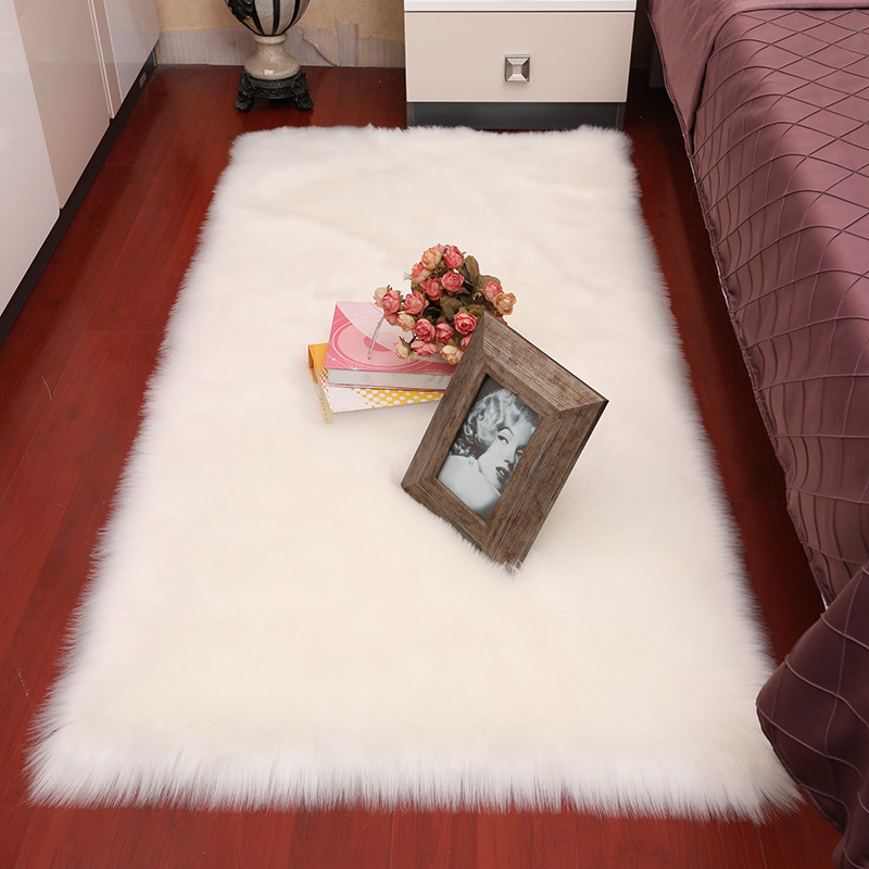 Spot Thick White Wool-like Plush Carpet Floor Mat Bedroom Blanket Bay Window Home Living Room Coffee Table Carpet
