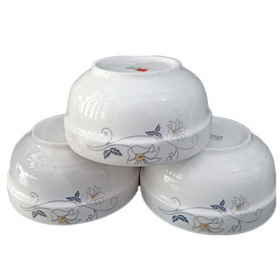 现货批发2元店4.5寸护边陶瓷碗 创意陶瓷碗 家用陶瓷碗